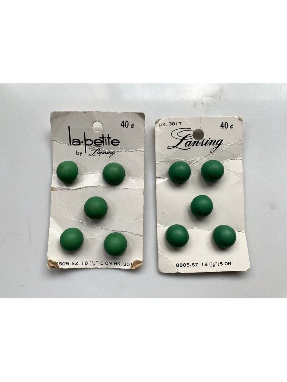 La Petite Green Plastic Shank Buttons - Vintage